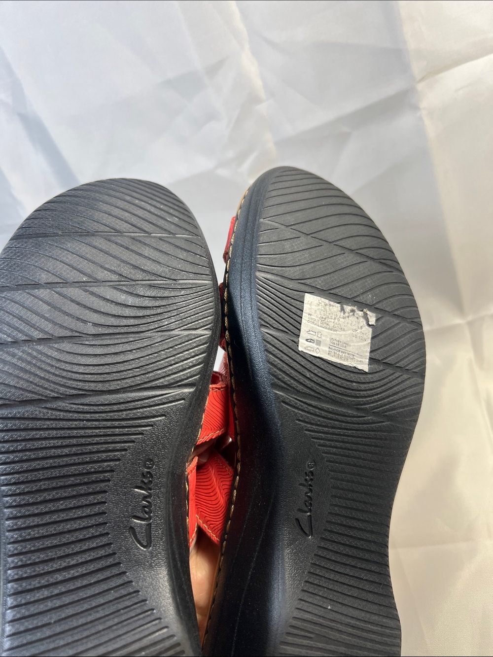 Clarks Coral Red Multi-Strap Slide Sandals - Picture 10 of 11